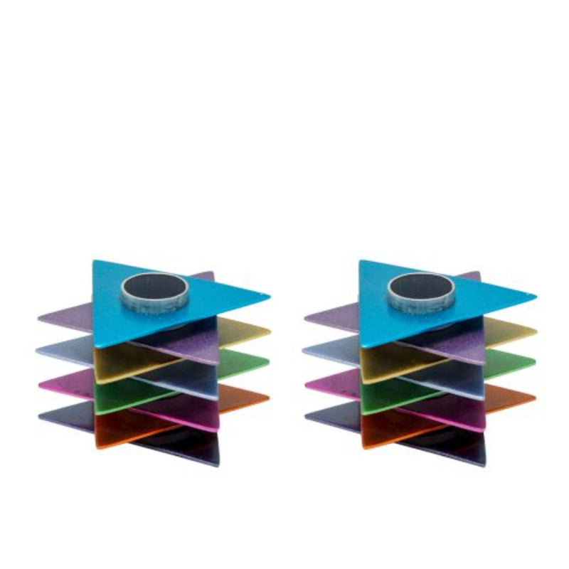 Magen David 3D Shabbat Candlesticks in Multi Colour by Yair Emanuel