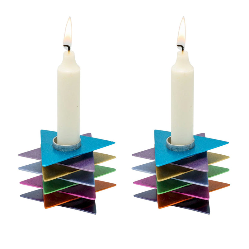 Magen David 3D Shabbat Candlesticks in Multi Colour by Yair Emanuel