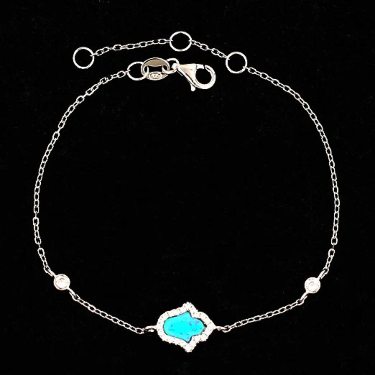 Hamsa Bracelet with Blue Opal in Silver by Penny Levi