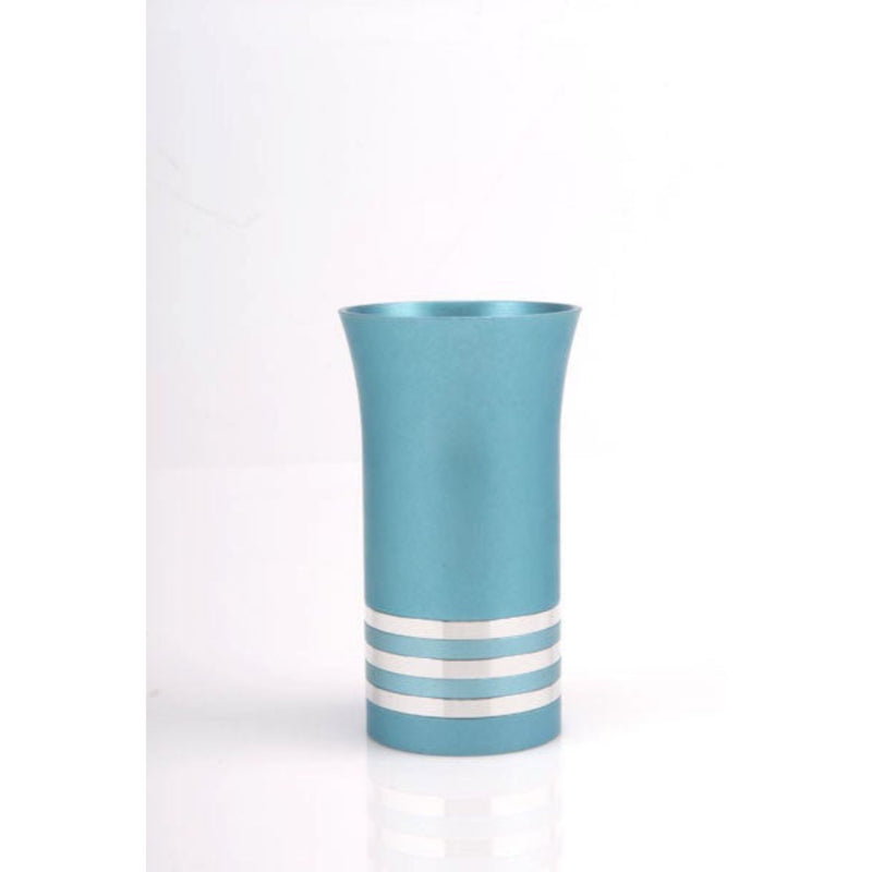 Kiddush Cup in Teal with Silver Coloured Rings by Agayof