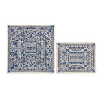 Full Embroidery Matzah & Afikomen Set in Blue by Yair Emanuel