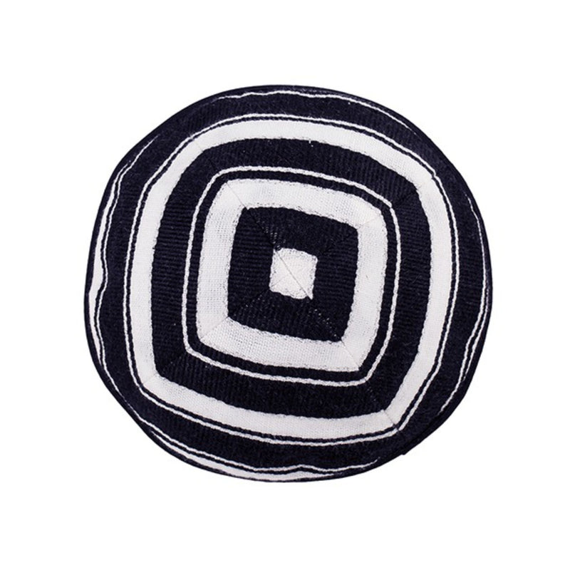 Black and White Pomegranates Tallit 42" Woven Stripes and Embroidered Atara with Tallit Bag/Kippah by Yair Emanuel