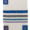 Raw Silk Tallit with Blues, Purple and Grey Coloured Stripes with Tallit Bag/Kippah by Yair Emanuel