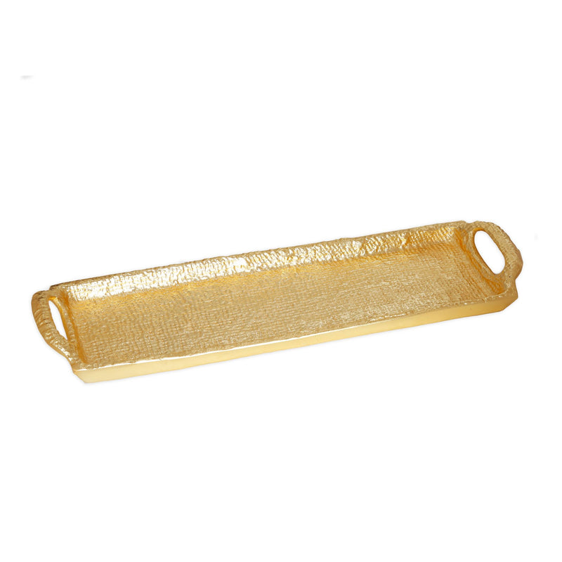 Textured Gold Oblong Tray with Handles