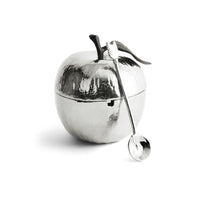 Rosh Hashanah Apple Honey Pot with Spoon in Nickleplate by Michael Aram