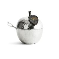 Rosh Hashanah Apple Honey Pot with Spoon in Nickleplate by Michael Aram