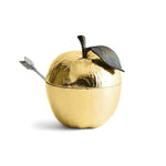 Rosh Hashanah Apple Honey Pot with Spoon in Goldplate by Michael Aram
