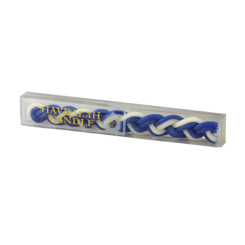 Beeswax Havdalah Flat Candle in Blue & White
