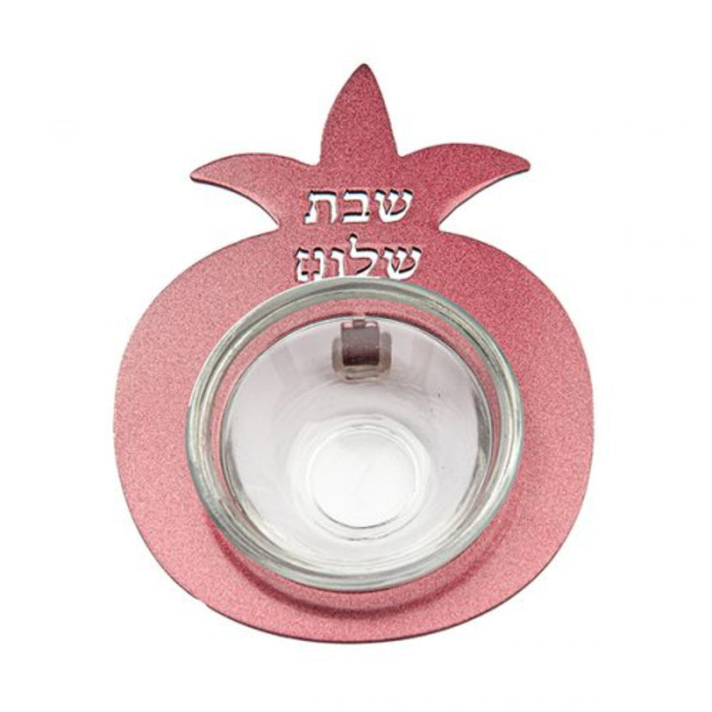 Pomegranate Small Glass Dish - Shabbat Shalom in Maroon by Yair Emanuel