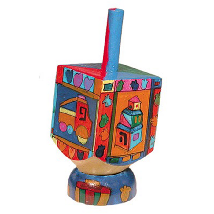 Wooden Kids Dreidel with Stand by Yair Emanuel