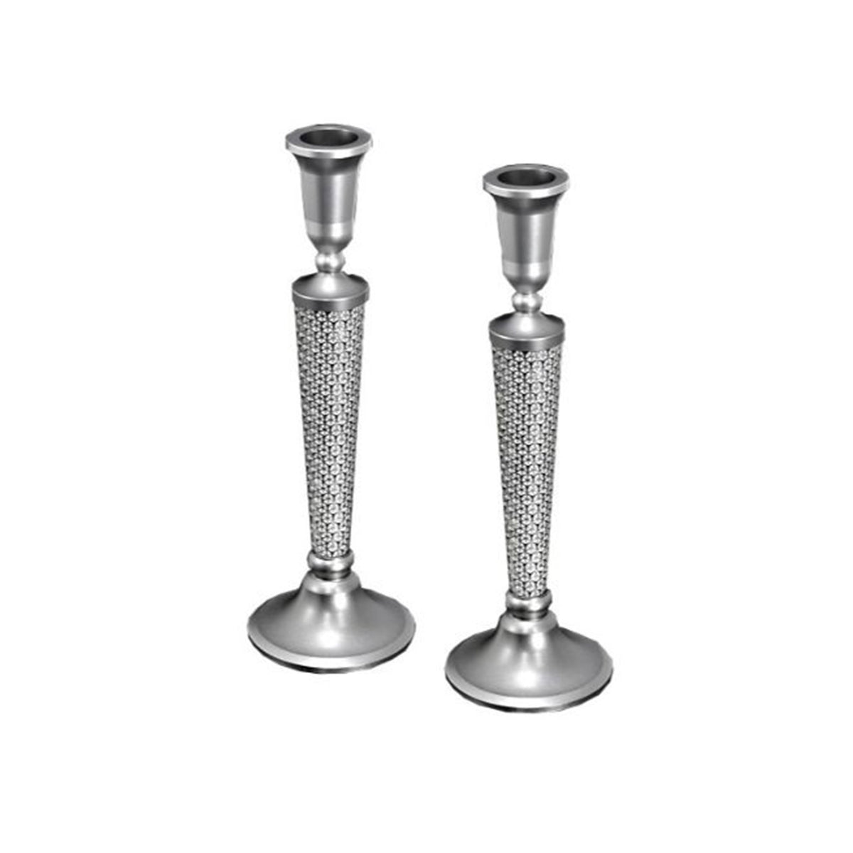 Lexi Classic White Shabbat Candlesticks by Metalace Art