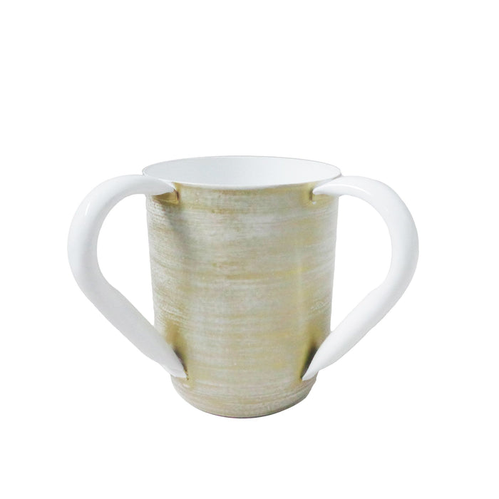 Gold / White Ceramic Netilat Yadayim/ Washing Cup