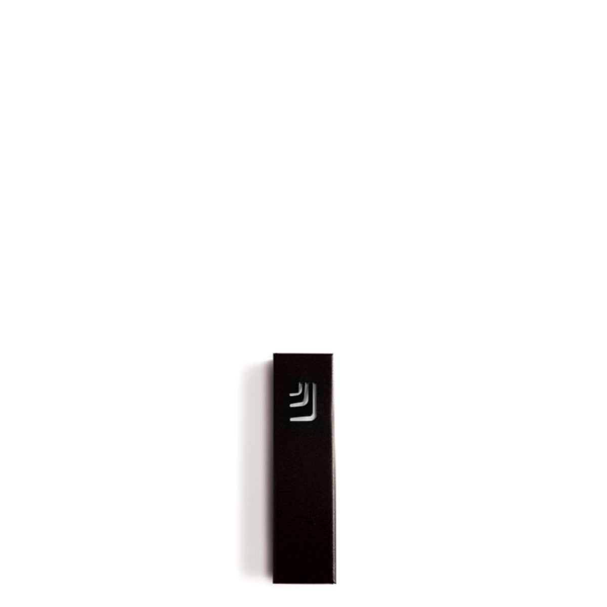 Folded "ש" Mini Black Metal Mezuzah with White Shin by Marit Meisler at CeMMent