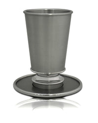 Modern Kiddush Cup and Plate in Grey by Nadav Art