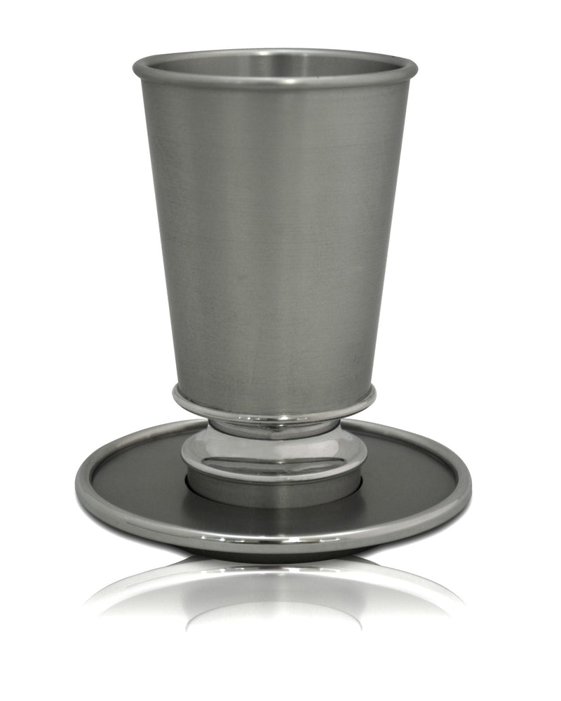 Modern Kiddush Cup and Plate in Grey by Nadav Art