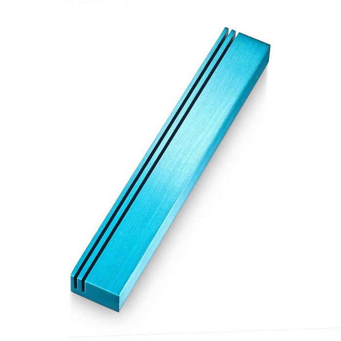 Vertical Track Mezuzah in Teal by Adi Sidler