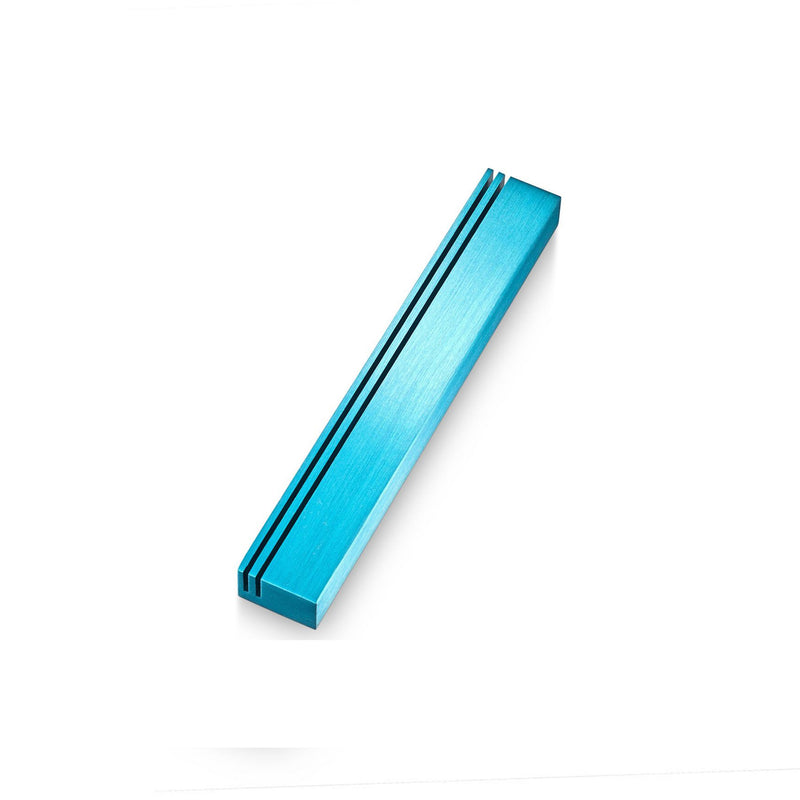 Vertical Track Mezuzah in Teal by Adi Sidler