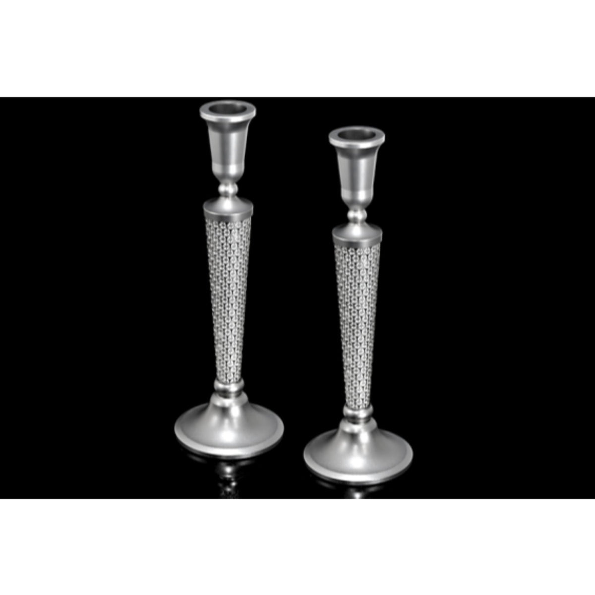 Lexi Classic White Shabbat Candlesticks by Metalace Art