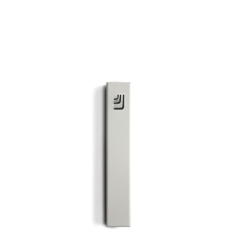 Folded "ש" Small White Metal Mezuzah with Black Shin by Marit Meisler at CeMMent